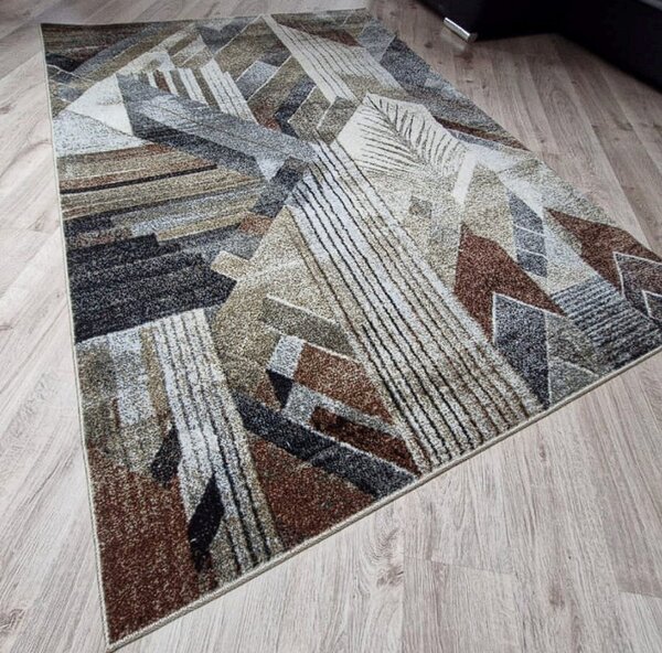 HU Hnědo-šedý vzorovaný koberec Villa 855 Rozměr: 60x100 cm