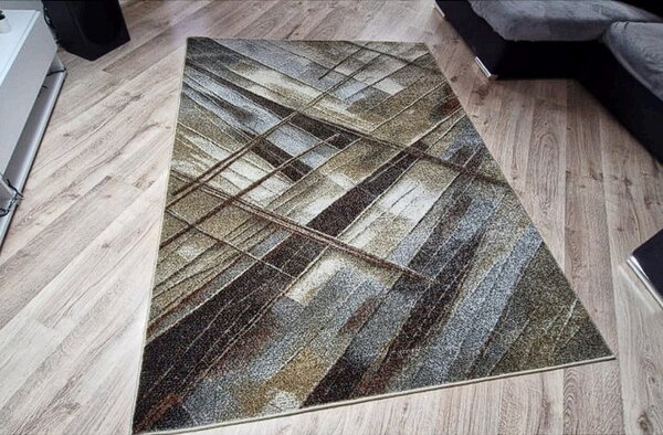 HU Hnědý moderní koberec Villa 872 s linkovaným vzorem Rozměr: 60x100 cm
