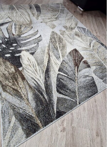 HU Béžovo-šedý koberec Villa 869 s listovým vzorem Rozměr: 60x100 cm