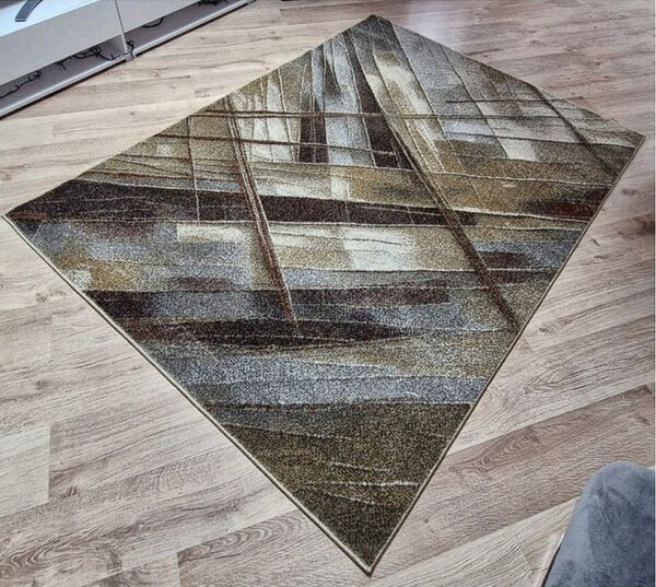 HU Hnědý moderní koberec Villa 872 s linkovaným vzorem Rozměr: 60x100 cm