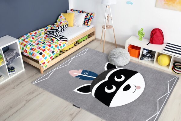 Dywany Łuszczów, Dětský kusový koberec Petit Raccoon mukki grey, 160x220, šedá, dětský pokoj