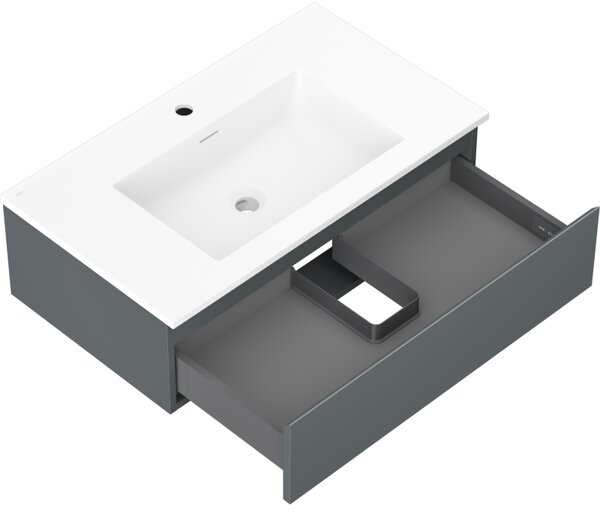 Mexen Orio, koupelnová skříňka 80 cm s umyvadlem Otis, 1 zásuvka, grafitová matná/bílá matná, 91A10-08023-1-BF66-W18M01