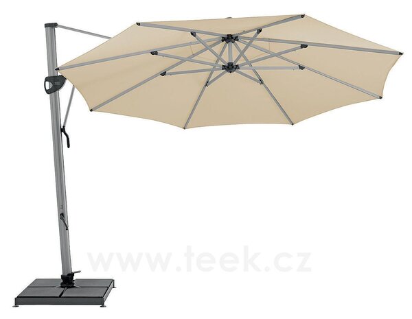 Glatz Boční slunečník Sombrano S+, Glatz, kulatý 350 cm (3,5 m), hliníkový rám antracitový (anthracite), potah polyester 220 g/m2 barva šedá