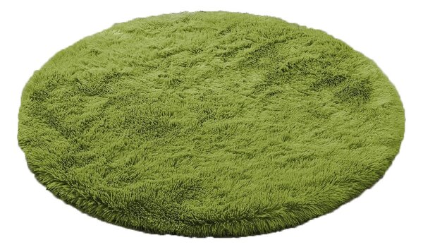 Zelený kulatý huňatý koberec Lana Rozměr: 80 cm