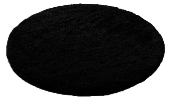 TZ Černý kulatý koberec typu „shaggy“ Lana Rozměr: 80 cm
