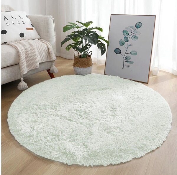 TZ Bílý kulatý chlupatý koberec Lana Rozměr: 80 cm