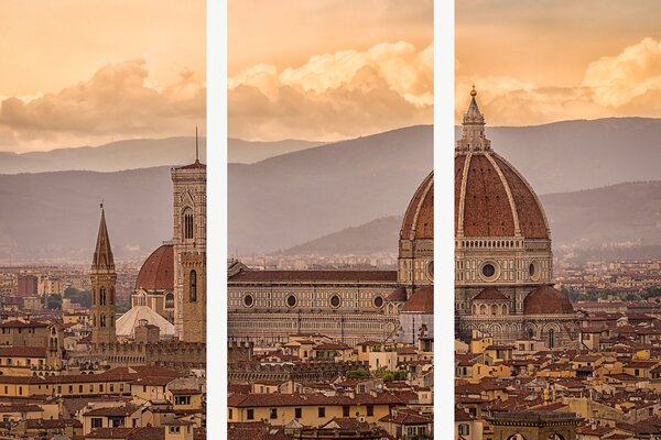 Florencie s katedrálou Santa Maria del Fiore – Třídílný obraz A, 90 × 60 cm