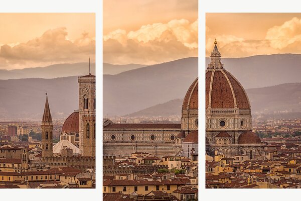 Florencie s katedrálou Santa Maria del Fiore – Třídílný obraz B, 120 × 80 cm