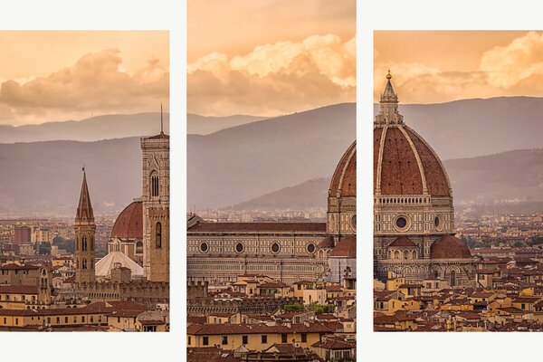 Florencie s katedrálou Santa Maria del Fiore – Třídílný obraz B, 90 × 60 cm