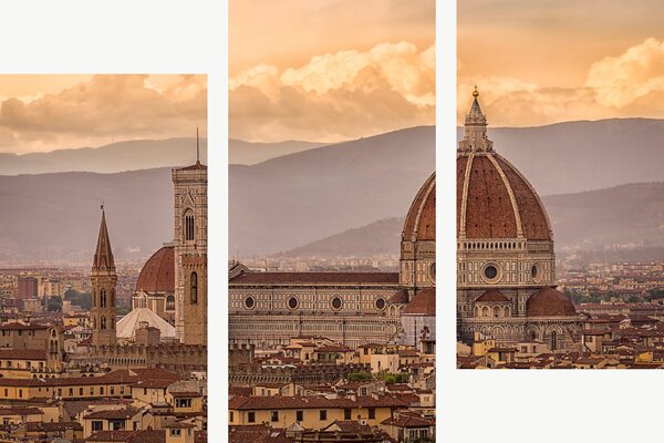 Florencie s katedrálou Santa Maria del Fiore – Třídílný obraz C, 90 × 60 cm