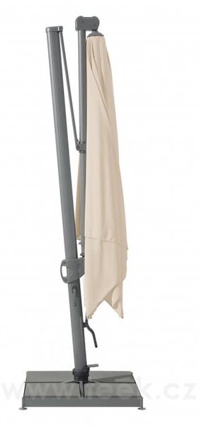Glatz Boční slunečník Sombrano S+, Glatz, kulatý 350 cm (3,5 m), hliníkový rám antracitový (anthracite), potah polyester 220 g/m2 barva šedá