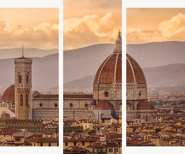 Florencie s katedrálou Santa Maria del Fiore – Třídílný obraz B, 120 × 100 cm