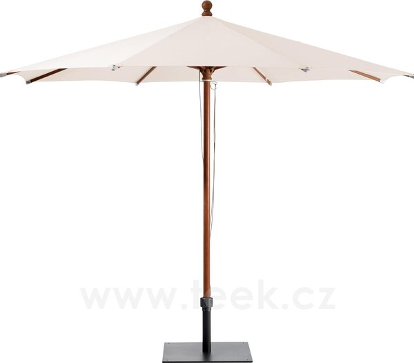 Glatz Dřevěný slunečník Piazzino, Glatz, kulatý 350 cm (3,5 m), rám červeně lakované eukalyptové dřevo, potah polyester 220 g/m2 natur