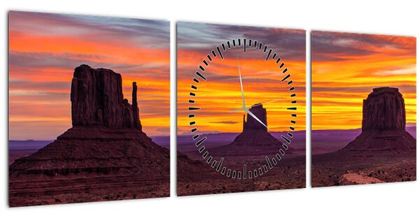 Obraz - Monument Valley v Arizoně (s hodinami) (90x30 cm)