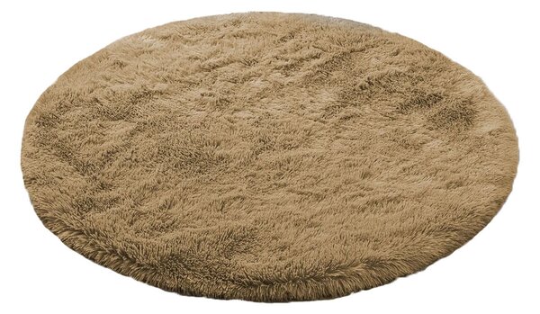 TZ Hnědý kulatý koberec typu „shaggy“ Lana Rozměr: 80 cm