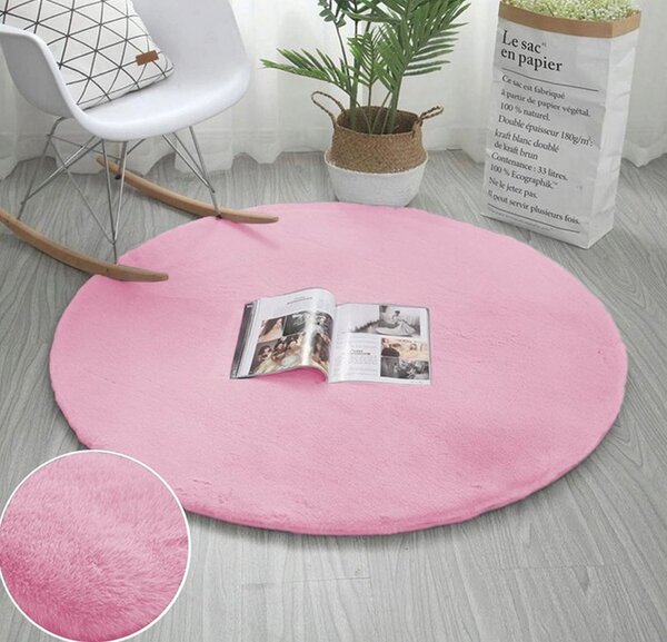 Růžový kulatý koberec Rabbit Rozměr: 90 cm
