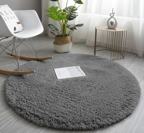 Tmavě šedý kulatý koberec Alpaca Rozměr: 90 cm