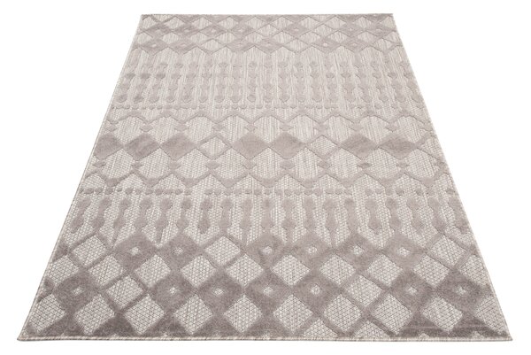 Makro Abra Kusový sisalový koberec PATIO EC76B Geometrický šedý Rozměr: 80x150 cm
