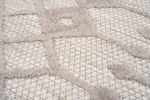 Makro Abra Kusový sisalový koberec PATIO EC76B Geometrický šedý Rozměr: 80x150 cm