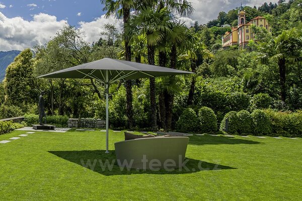 Glatz Profesionální slunečník Fortello, Glatz, čtvercový 350x350 cm (3,5x3,5 m), rám eloxovaný hliník, potah polyester 220 g/m2 barva off white
