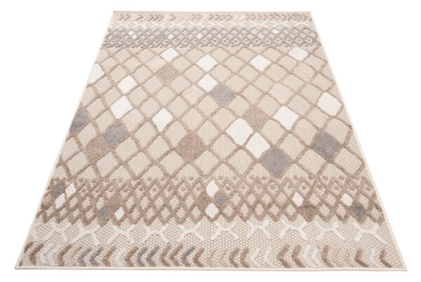Makro Abra Kusový sisalový koberec PATIO EC79D Geometrický krémový Rozměr: 80x150 cm