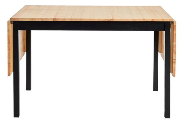 Borovicový rozkládací jídelní stůl s černou konstrukcí Bonami Essentials Brisbane, 120 (200) x 70 cm