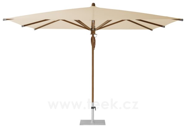 Glatz Teakový slunečník Teakwood, Glatz, čtvercový 330x330 cm (3,3x3,3 m), rám teakové dřevo, potah polyester 250 g/m2 barva dle vzorníku