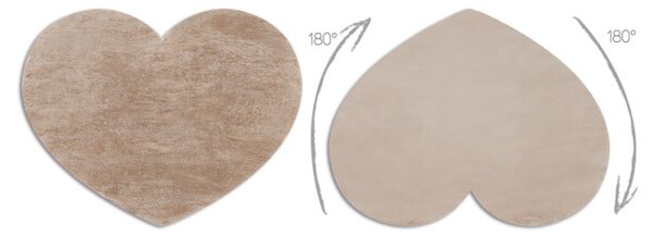 Koberec protiskluzový SHAPE 3105 Srdce Shaggy - camel, béžový plyš