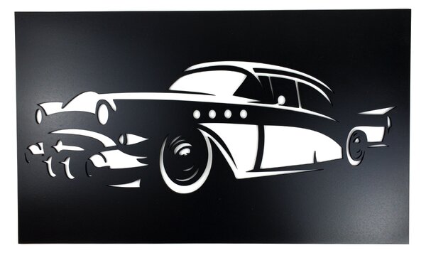 Živá Zeď Dřevěná nástěnná černá dekorace Auto Veterán
