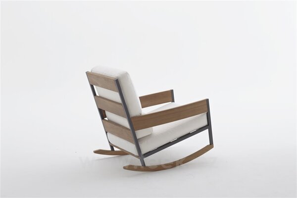 Roda Houpací nízké křeslo Nap, Roda, 65x92x87 cm, nerez barva smoke, teak