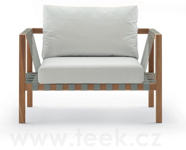 Roda Nízké křeslo Mistral, Roda, 103x90x64 cm, rám teak, pásový výplet barva dle vzorníku, bez polstrů