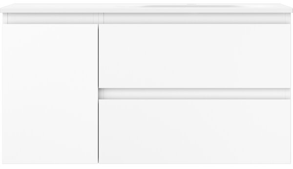 Mexen Orio, koupelnová skříňka 90 cm s pravým umyvadlem Vela, 2S, 1D, bílá matná, 91A13-09047-3-BBFFFF01-W23P01
