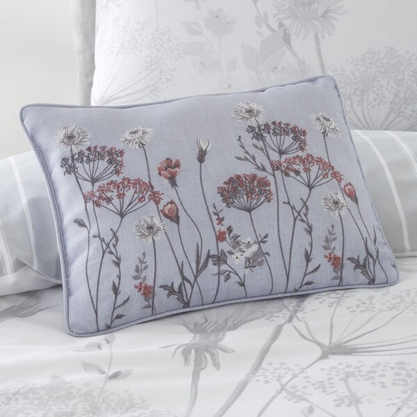 Růžovo-šedý polštář Catherine Lansfield Meadowsweet Floral, 30 x 40 cm