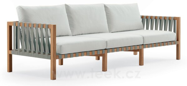 Roda 3-místá pohovka Mistral, Roda, 247x90x64 cm, rám teak, pásový výplet barva dle vzorníku, bez polstrů