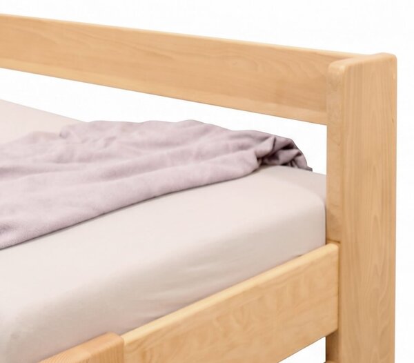 Zvýšená postel jednolůžko MIVA s bočním čelem 100x200, masiv buk