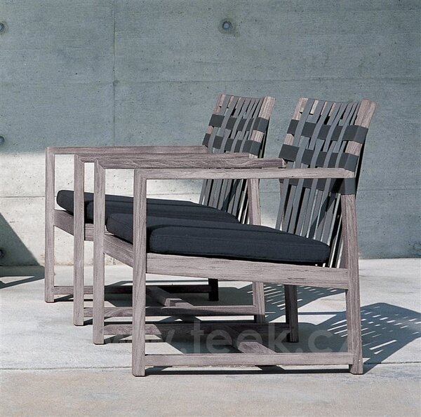 Roda Nízké křeslo Network, Roda, 68x69x76 cm, rám teak, pásový výplet barva dle vzorníku, bez sedáku