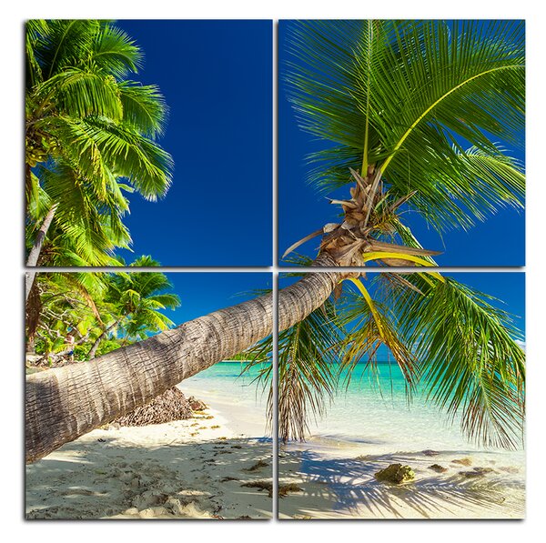 Obraz na plátně - Pláž s palmami - čtverec 384D (60x60 cm)