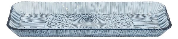 Modrý skleněný servírovací talíř 14x38 cm Kusintha – Bitz