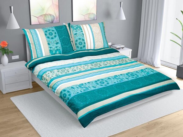 BELLATEX Bavlněné povlečení na dvoudeku Modrá 1ks 180x220 cm. 2ks 70x90 cm