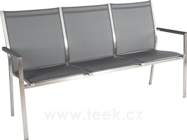Stern Nerezová stohovatelná lavice Cardiff, Stern, 160x61x92 cm, rám nerez, výplet textilen stříbrnočerný (silver grey), Područky šedočerné (anthracite)