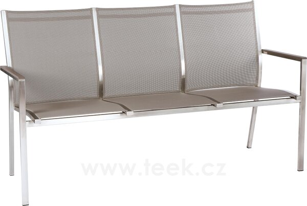Stern Nerezová stohovatelná lavice Cardiff, Stern, 160x61x92 cm, rám nerez, výplet textilen stříbrnočerný (silver grey), Područky šedočerné (anthracite)