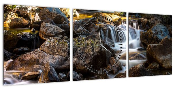 Obraz kamenitého potoku (s hodinami) (90x30 cm)