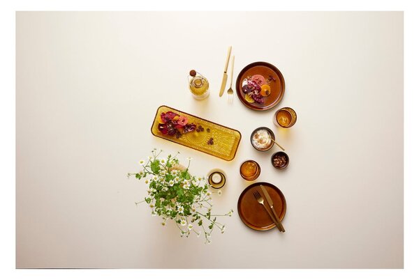 Oranžový skleněný servírovací talíř 14x38 cm Kusintha – Bitz