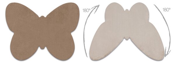 Koberec protiskluzový SHAPE 3150 Motýl Shaggy - camel, béžový plyš
