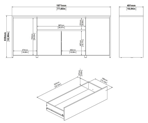 Komoda Next 50316 jackson hickory/bílý lesk - Tvilum
