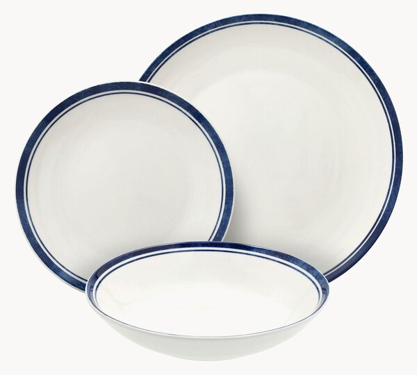 Sada porcelánového nádobí Filo Blu, pro 6 osob, 18 dílů