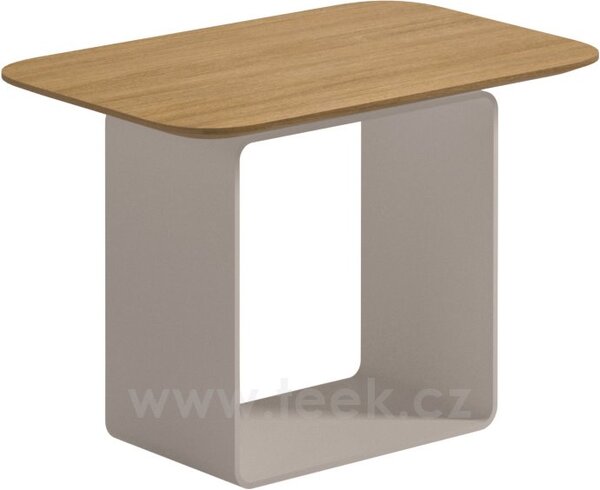 Gloster Odkládací boční stolek nižší Clamp, Gloster, obdélníkový 54x35x37,5 cm, rám hliník tmavě šedý (meteor), deska leštěný teak