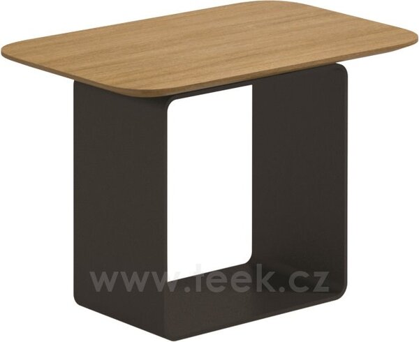 Gloster Odkládací boční stolek nižší Clamp, Gloster, obdélníkový 54x35x37,5 cm, rám hliník tmavě šedý (meteor), deska leštěný teak