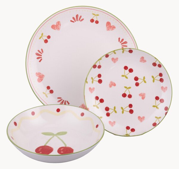 Sada porcelánového nádobí Cherry Heart, pro 6 osob, 18 dílů