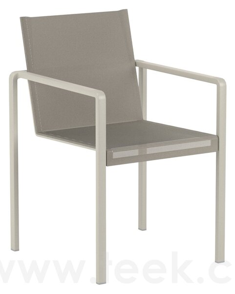 Royal Botania Jídelní křeslo stohovatelné Alura, Royal Botania, rám hliník anthracite, výplet Batyline black, područky teak